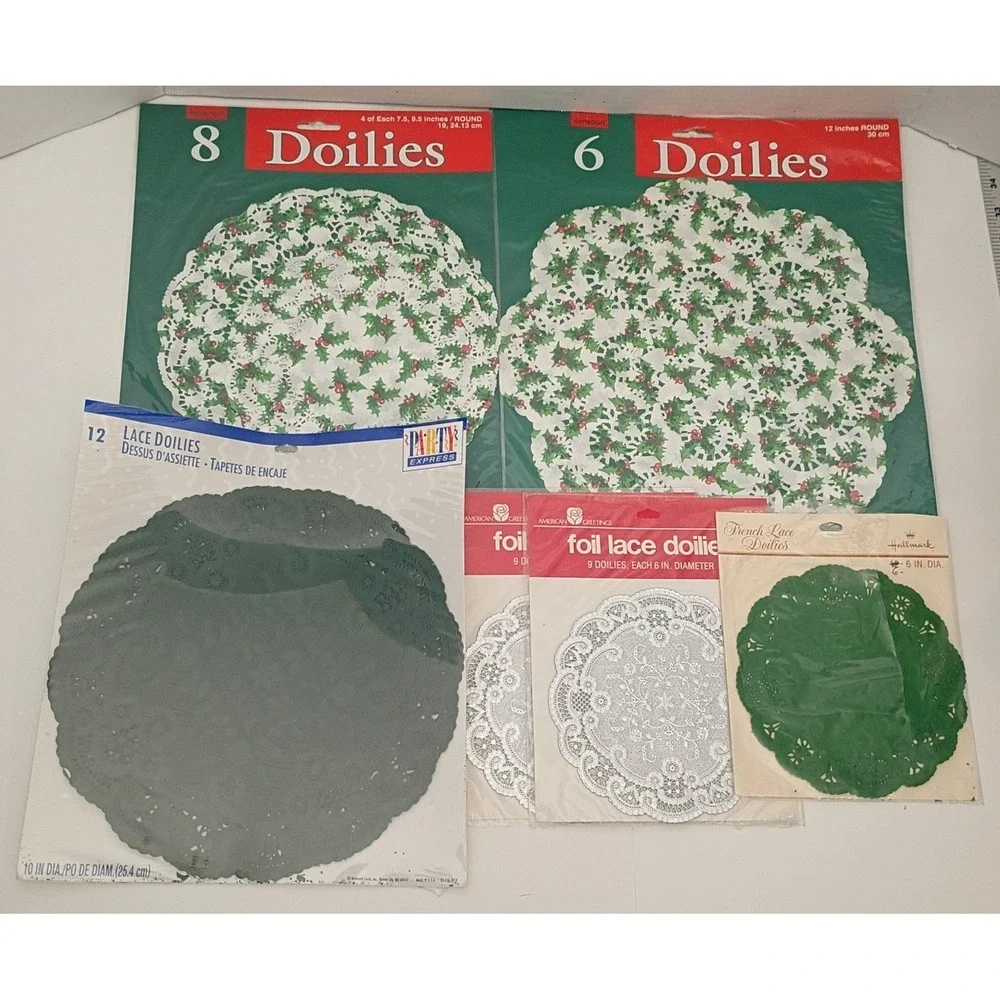 Paper Doilies Lot Mixed Vintage Holiday Christmas Lace Round Assorted 6 Packs